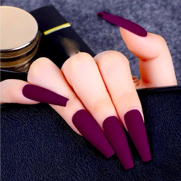 Matte Deep Purple Press On Nails 💅🏼 🖤✨ - Picture 1 of 5